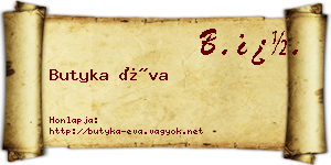Butyka Éva névjegykártya